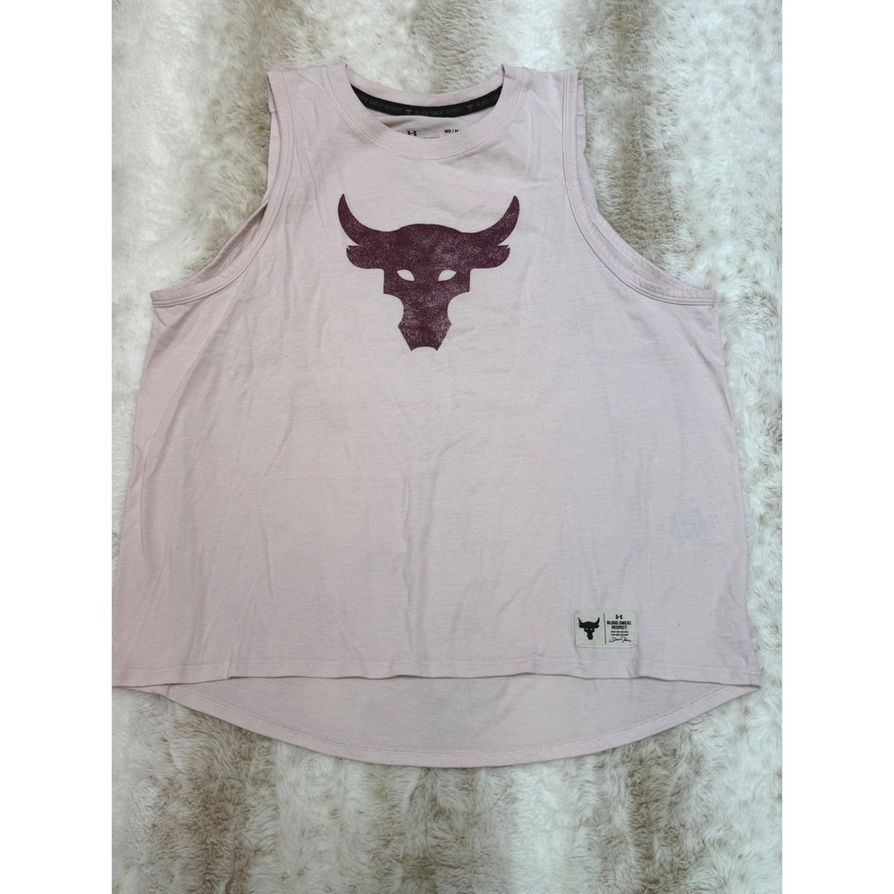 Under Armour Tank‎ Top Womens Medium Pink Brahma Bull Project Rock Fitness Run